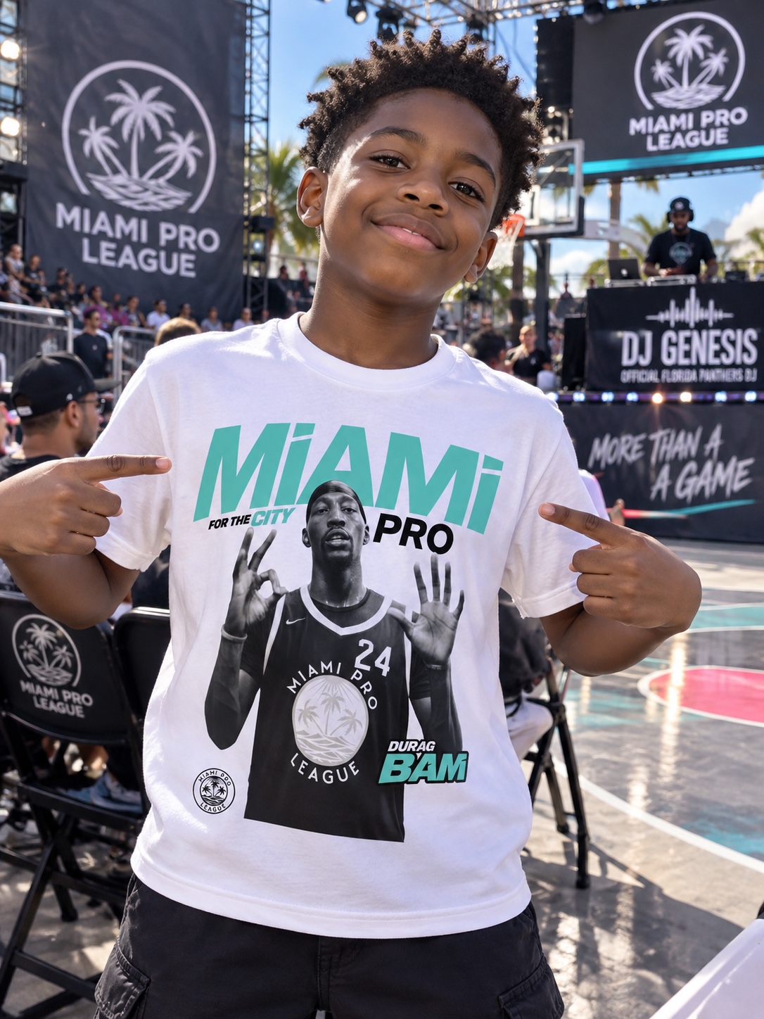 Miami Pro League custom white T-shirt printed by Web2Print USA